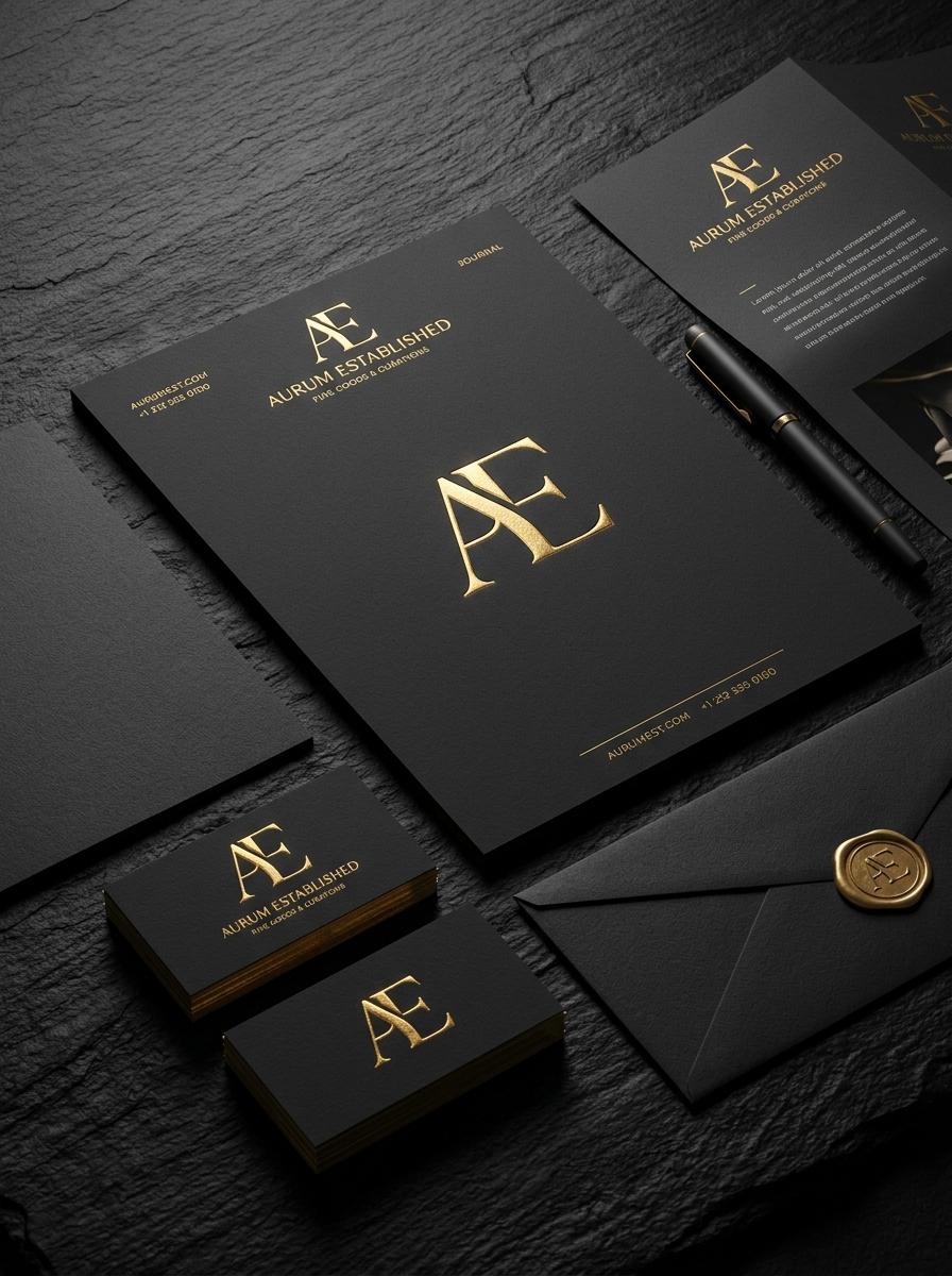 Luxury Embossed Foil Stationery Mockup