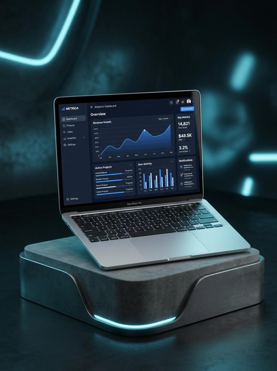 MacBook SaaS Dashboard Mockup